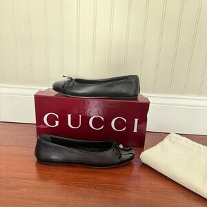 Gucci Double G Cap Toe Ballet Flats In Black Eu 36.5 US 6.5